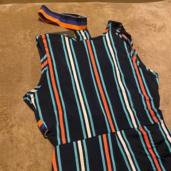 Only one left size XL Womans Navy/Multi. Striped Long Jumpsuit - Picture 9 of 10